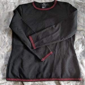 Nina Leonard black sweater with red detailing